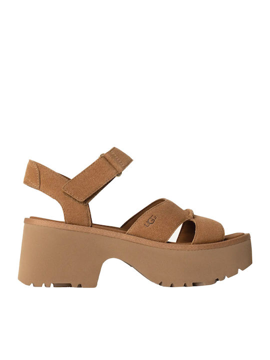UGG New Heights Leather Sandals Tabac Brown