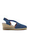 Women's Leather Platform Espadrilles Blue