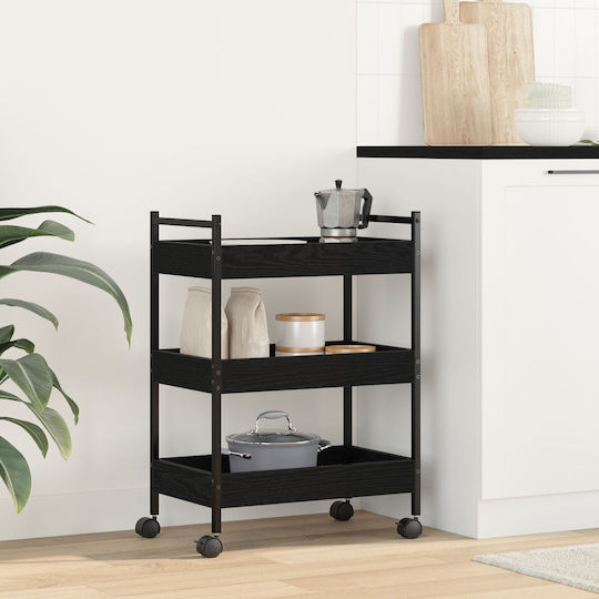 vidaXL Wooden Food Rack 3 Tiers Black