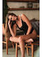 One-Piece Swimsuit with Open Back Black