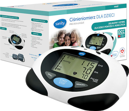 Sanity Copii Ap 1720 Tensiometru Electronic de Braț pentru Copii cu Vârste între 3 și 12 Ani Tehnologie Dcc 200 Seturi de Memorie Alb Negru
