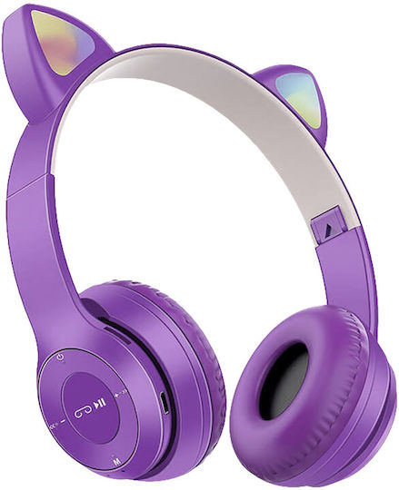 Cat Ear 108484 Ασύρματα Bluetooth Παιδικά On Ear Ακουστικά Μωβ