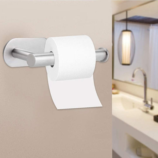 Wandmontierter selbstklebender Metall-Einzelpapierhalter für das Badezimmer 16x8cm Silber Wandmontierter selbstklebender Metall-Einzelpapierhalter für das Badezimmer 16x8cm Silber