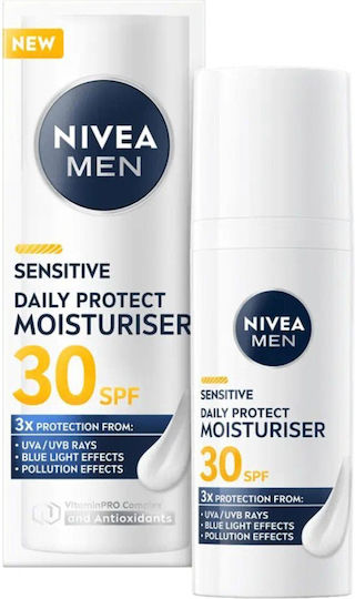 Nivea Sensitive Daily Protect Ενυδατική Ανδρική Κρέμα Προσώπου Ημέρας με SPF30 50ml