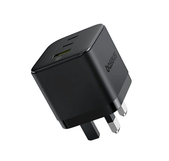 Baseus Baseus GaN Handyladegerät Ohne Kabel Mit USB-A Ausgangsanschluss Und 2 USB-C Ausgangsanschlüsse 65W Schnellladetechnologie 3.0 Schwarze