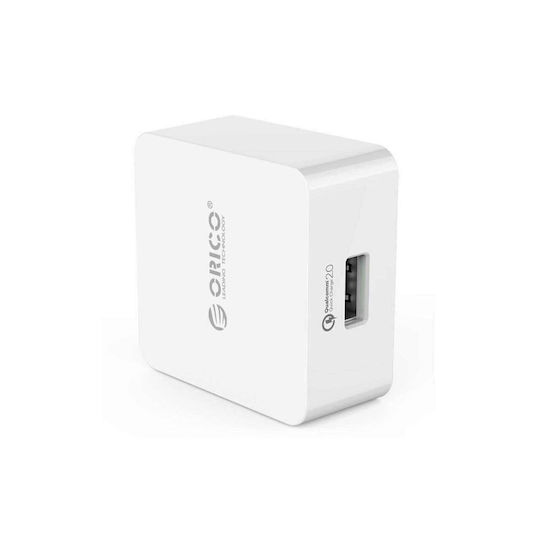 Orico Încărcător Fără Cablu cu Port USB-A 18W Quick Charge 2.0 Albς (QCK-1U-WH)