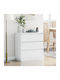 Συρταριέρα Κρεβατοκάμαρας White mit Glasoberfläche 71x34.5x75cm