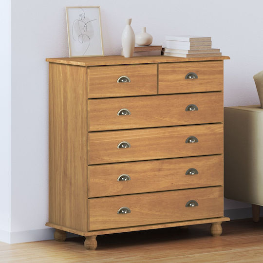 Chest of Drawers of Solid Wood Brown 91x40x95.5cm