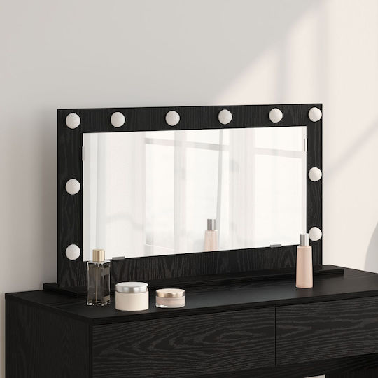 "vidaXL Vanity Mirror Black Oak Black Oak Glass Medium"