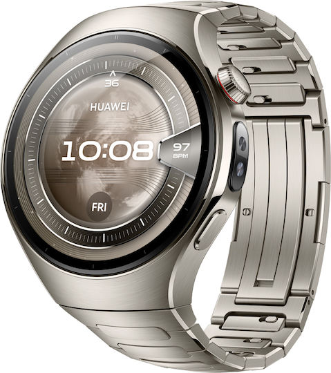 Huawei Watch 5 Titanium 46mm Waterproof with eSIM and Heart Rate Monitor (Silver)