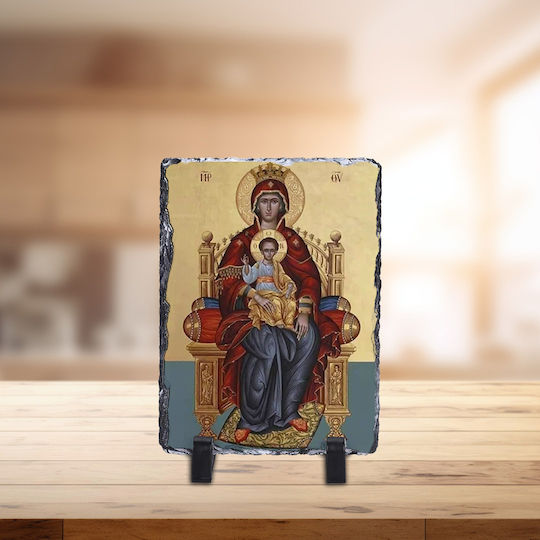 Камък Дева Мария Исус-16x30см-правоъгълна-лъскава