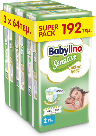 Babylino Klebeband-Windeln Sensitive Cotton Soft Nr. 2 für 3-6kg 192cm