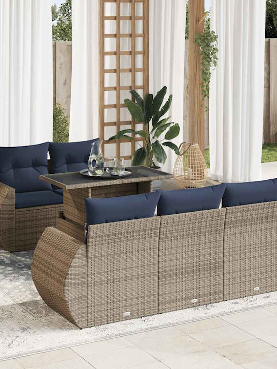 Garten- und Outdoor-Möbelsets 6 Stück Grau mit ...