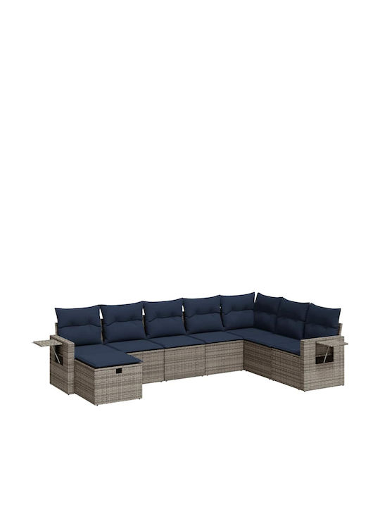 Corner Sofa Outdoor Rattan with Cushions 55x55x...