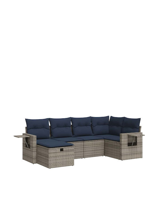 Corner Sofa Outdoor Rattan with Cushions 55x55x...