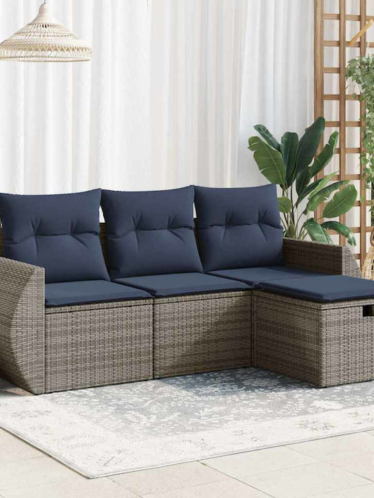Corner Sofa Outdoor Rattan with Pillows 55x55x34cm