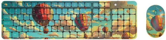 GET-KC01-D+G-221-2-D2-OEM Kabellos Bluetooth Tastatur & Maus Set Englisch US Hot Air Balloons