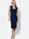 Sommer Midi Damenkleid Ärmellos mit Tränen Blau Μαρέν