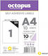 Octopus Self-Adhesive Rectangular A4 Labels 210x297mm