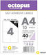 Octopus Αυτοκόλλητες Ετικέτες Α4 Ορθογώνιες 105x148mm