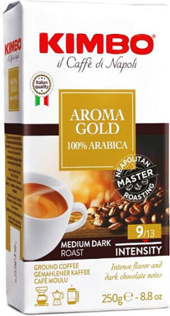 Kimbo Cafea Espresso Arabica Aroma Gold Ciocolată Măcinat 250gr