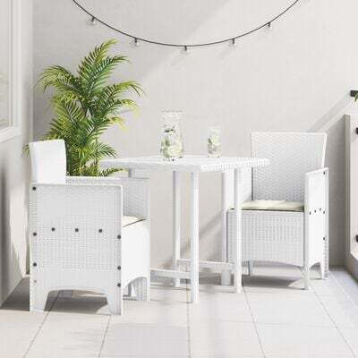 Outdoor Chair Rattan White with Cushion 2pcs 53x49x85cm