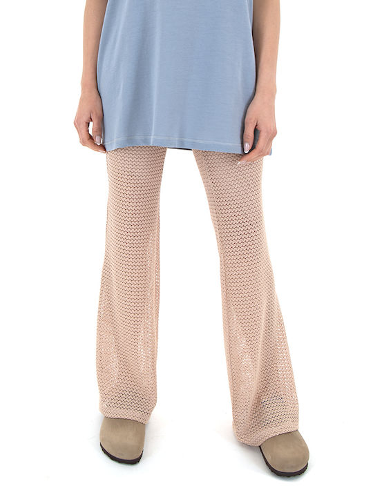 Women's Fabric Trousers Straight Line Beige