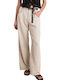 Damen Stoff Hose Gestreift Off White