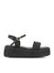 Women's Leather Platform Shoes Black