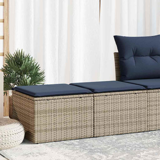 Garden Stool Cube Outdoor Rattan with Cushion Grey 2 Pieces 55x55x37cm