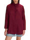 Women's Monochrome Long Sleeve Shirt Burgundy
