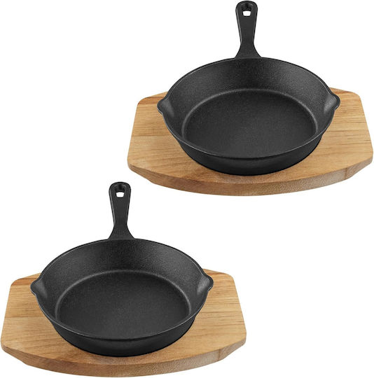 Navaris Cast Iron Pans Set Black 2 Pieces