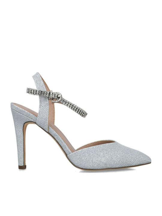 Synthetic Leather Silver High Heels