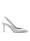 Leder Pumps mit hohem Absatz Silber
