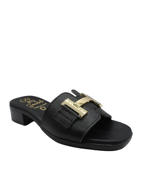 Mules with Low Heel in Black Color