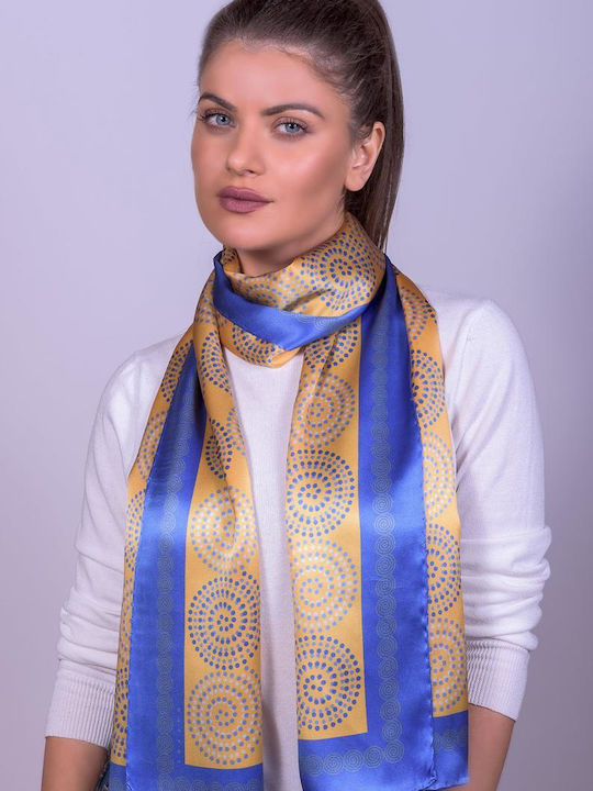 Kalfas Luxury Silk Women's Silk Scarf Blue
