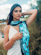 Kalfas Luxury Silk Women's Silk Scarf Blue