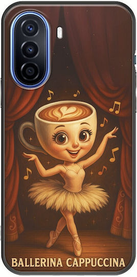 Brainrot Ballerina Cappuccina Huawei Nova Y70 Black TPU Black Silicone