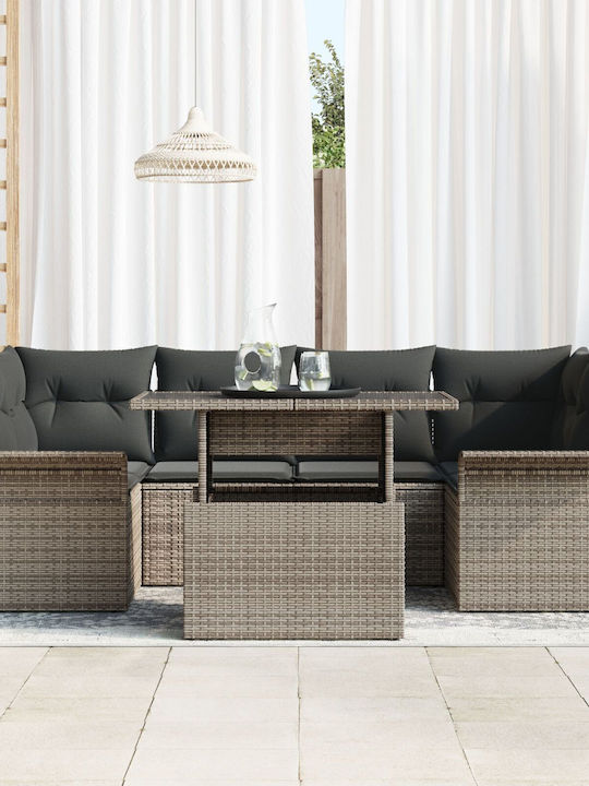 Garten- und Outdoor-Möbelsets 7 Stück Grau mit ...