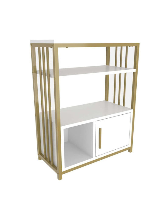 Βιβλιοθήκη Letos White-gold 60x29.6x80εκ.