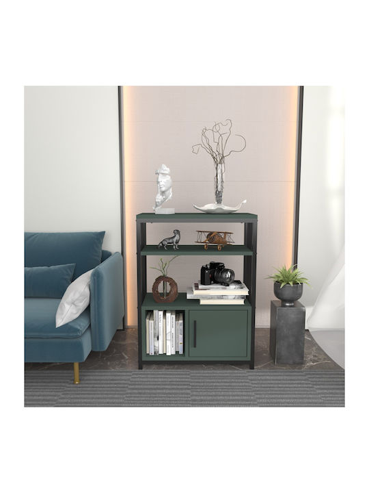 Βιβλιοθήκη Letos Green-black 60x29.6x80εκ.