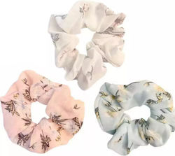 Set 3 Τεμ Scrunchie Σούρα Μαλλιών Ροζ Άσπρο Γαλάζιο Bode 47286