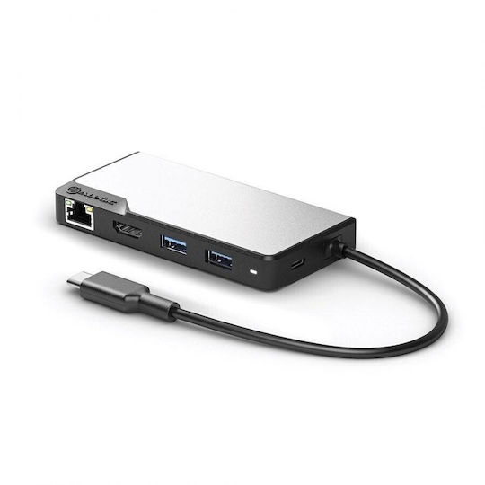 Alogic Fusion Alpha USB-C Docking Station mit HDMI 4K PD Ethernet Silber
