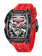 Pagani Design Ανδρικό Ρολόι 42mm Χρονογράφος Αυτόματο με Κόκκινο Καουτσούκ Λουράκι