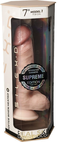 SilexD Glass Dildo with Balls and Suction Cup Flesh 18cm