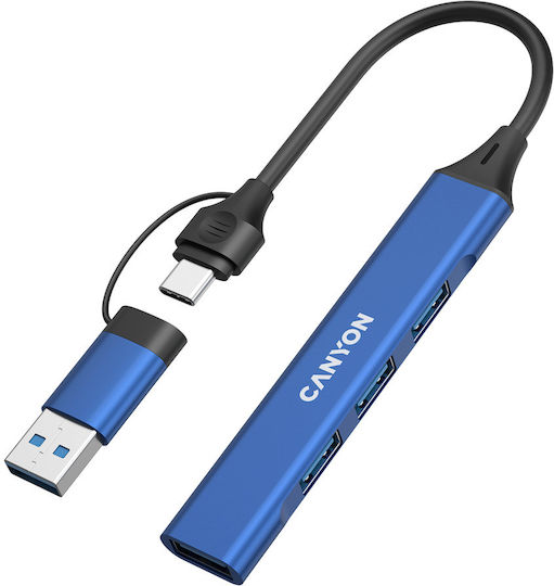 Canyon USB Hub 4 Ports USB 2.0 with USB-A Connection Blue