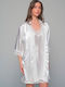 Milena by Paris Summer Women's Satin Robe with Nightdress Ivory Coast