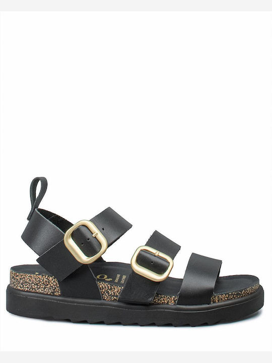 Yokono Leather Women's Flat Sandals Black