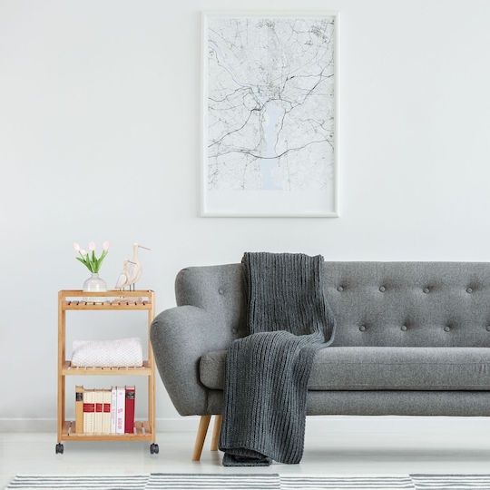 Relaxdays Troleu De Bucătărie Din Lemn Cu 3 Locuri Bej 47x32.5x77cm