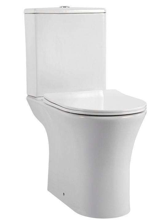 Aqualux Stehende Toilette Randlos mit Spülung mit Schlank Deckel Sanftes Schließen Weiße